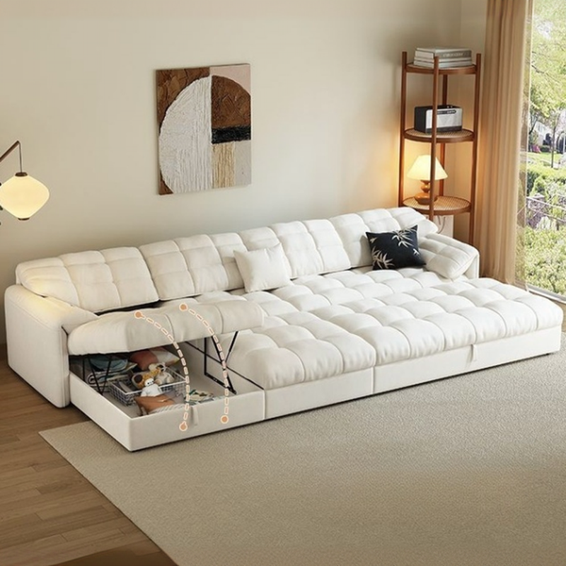 L-Shape/Straight White Sofa/Sofa Recliner with Under-seat Storage and Left/Horizontal Orientation - image 3