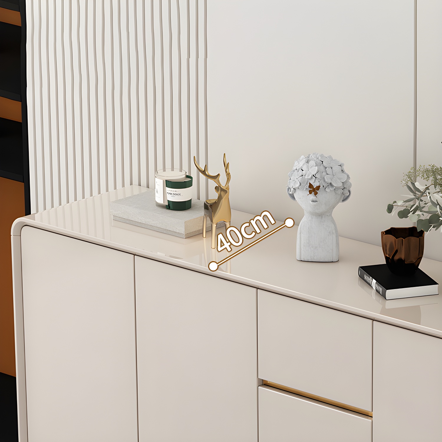 White Glam Sideboard Credenza with Adjustable Shelving and 3 Drawers - image 6
