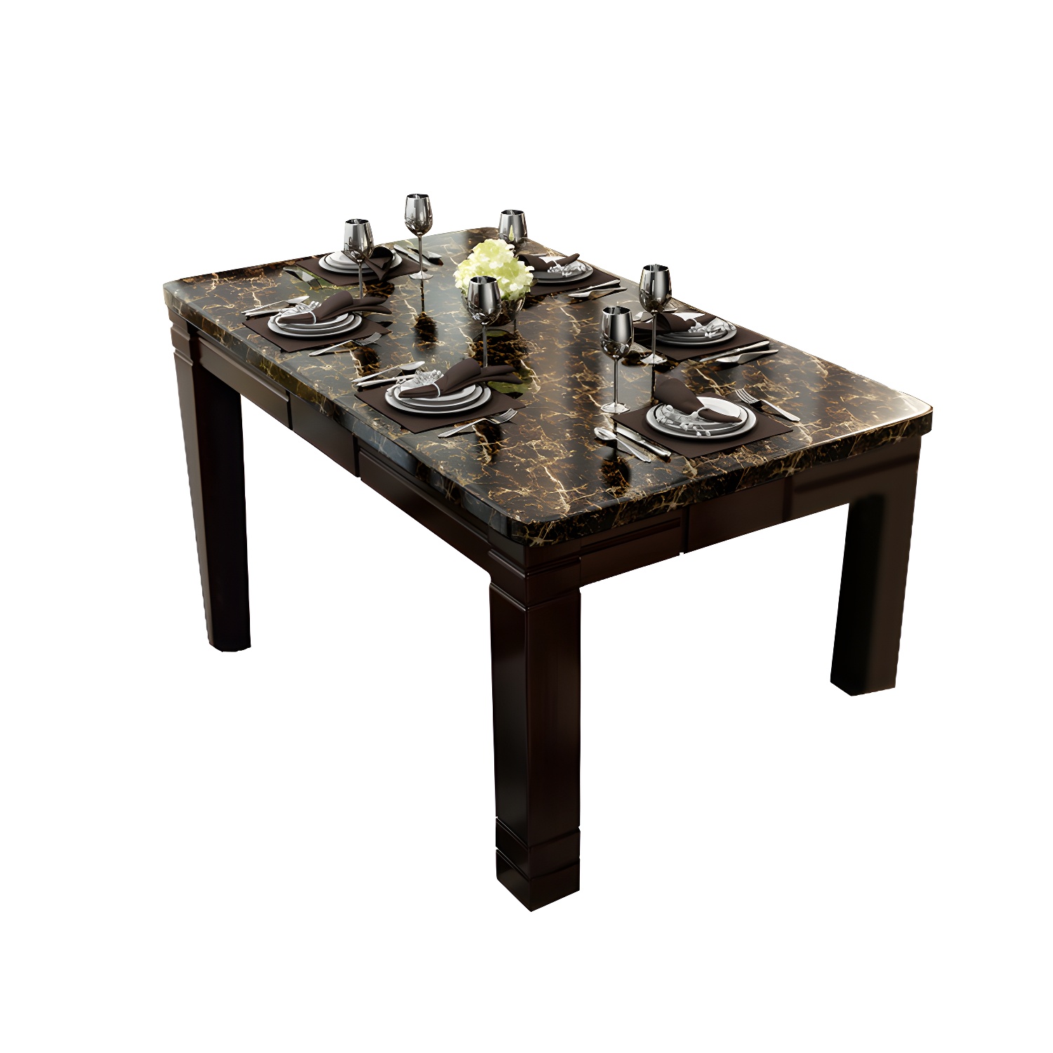 7 Piece Contemporary Rectangle Shape Dining Table Set with Chair - image 6
