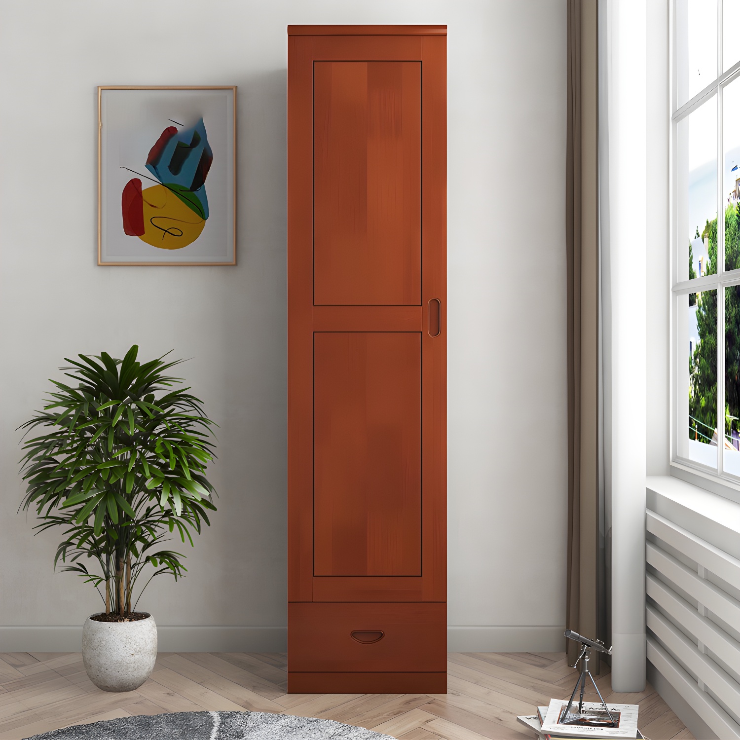 Traditional Wardrobe Cabinet Hinged Rubberwood Wardrobe Armoire