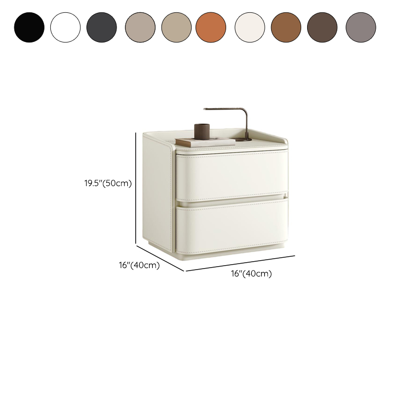 Modish Nightstand With Drawer Organization Featuring 2 Drawers and Pleather Countertop - image 15