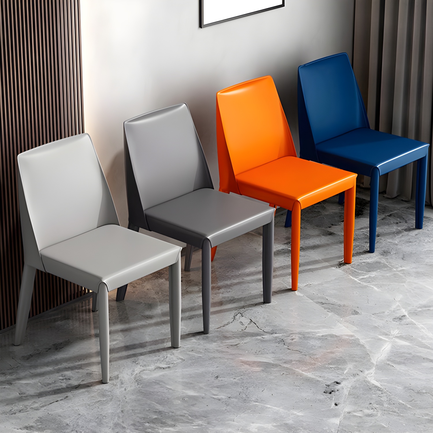 Modern Leather Dining Chair Parsons Furniture with Steel Legs in Matte Finish for Home - image 23