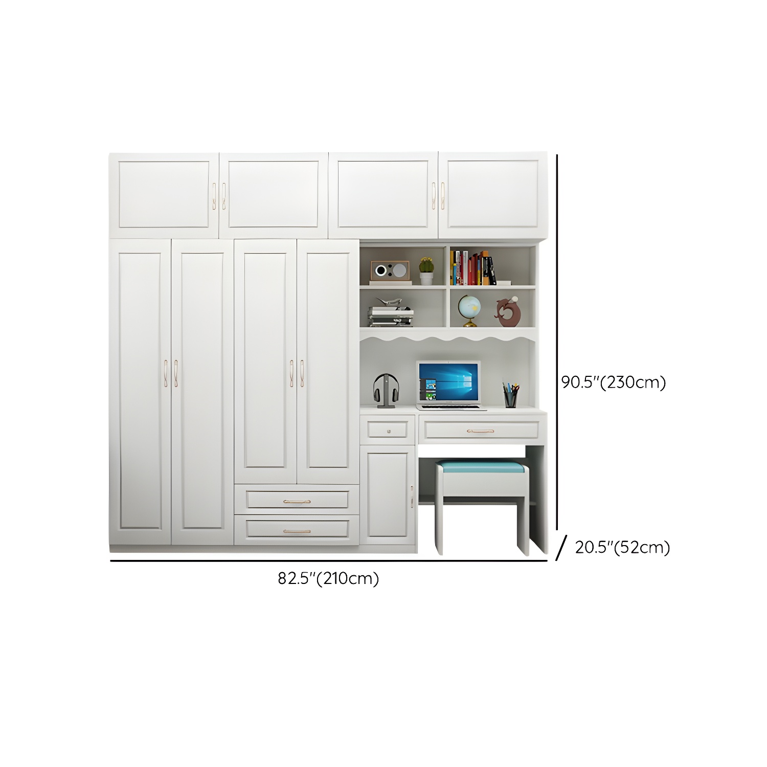 Modern White Wardrobe Armoire with Drawers & Clothing Rod Included - image 20