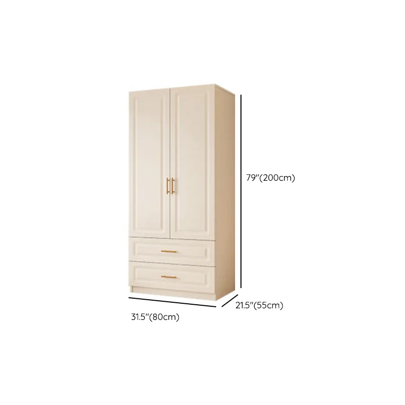 White Minimalist Manufactured Wood Wardrobe Closet with Soft Close Drawer, Soft Close Door, Interior Shelves, and Clothing Rod - image 9