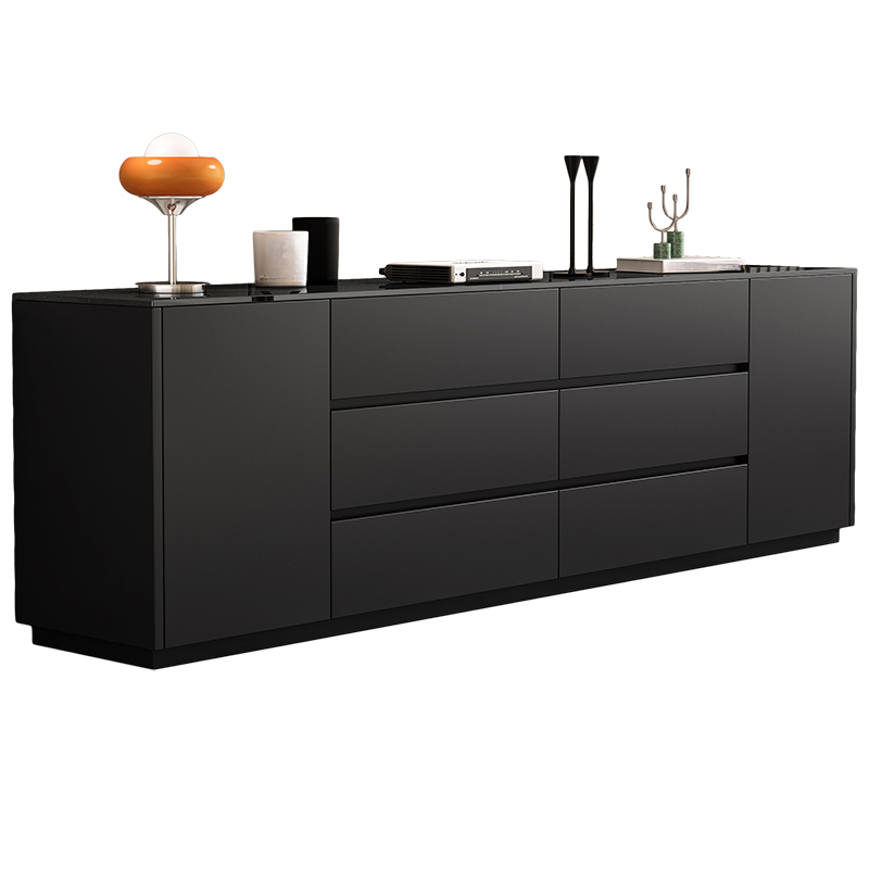 2-Door & 6 Drawers Rectangular TV Stand with Changeable Shelf for Sitting Room, 3 Tiers