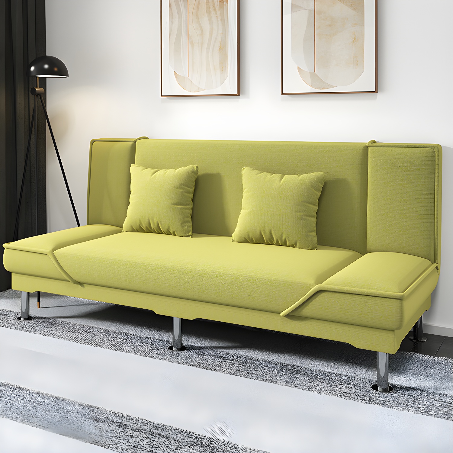 Contemporary Armless Convertible Sofa Linen Foldable Sofa for Apartment - image 7