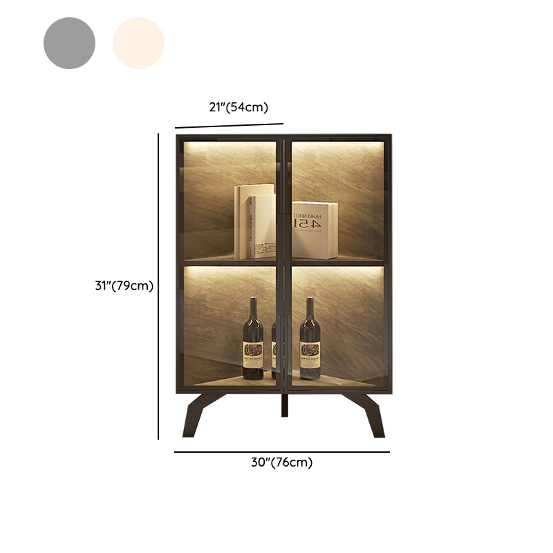 Modern Corner Glass Door Accent Cabinet with Black Metal Base - image 14