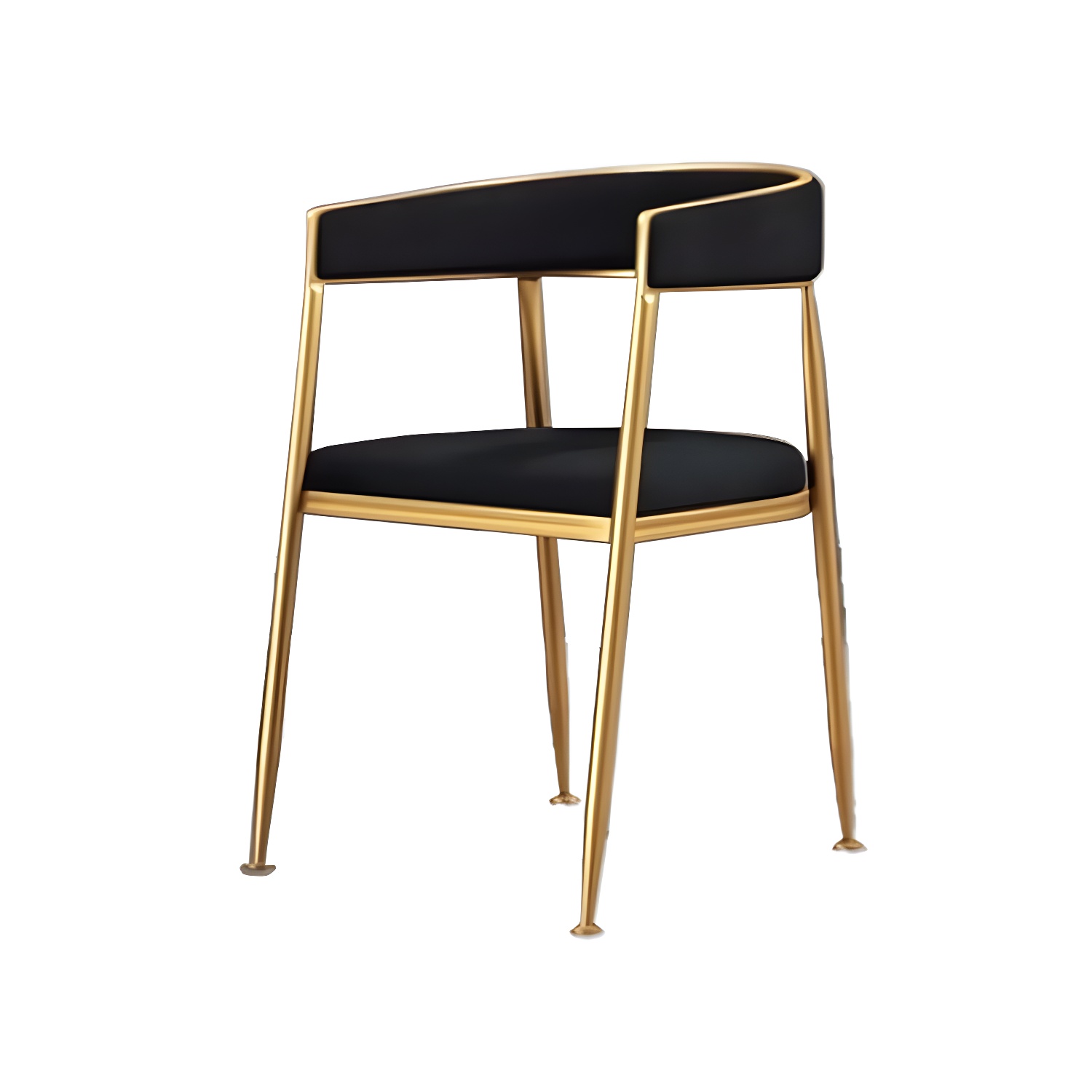 Glam Gold Metal Arm Chair Open Back Dining Side Chair with Upholstered