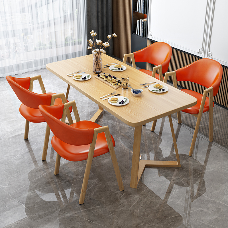Dining Table Set with Sleighing Base and Fixed Table, Featuring Padded Chair with Back and Armrest, 5-piece Unfinished - image 7