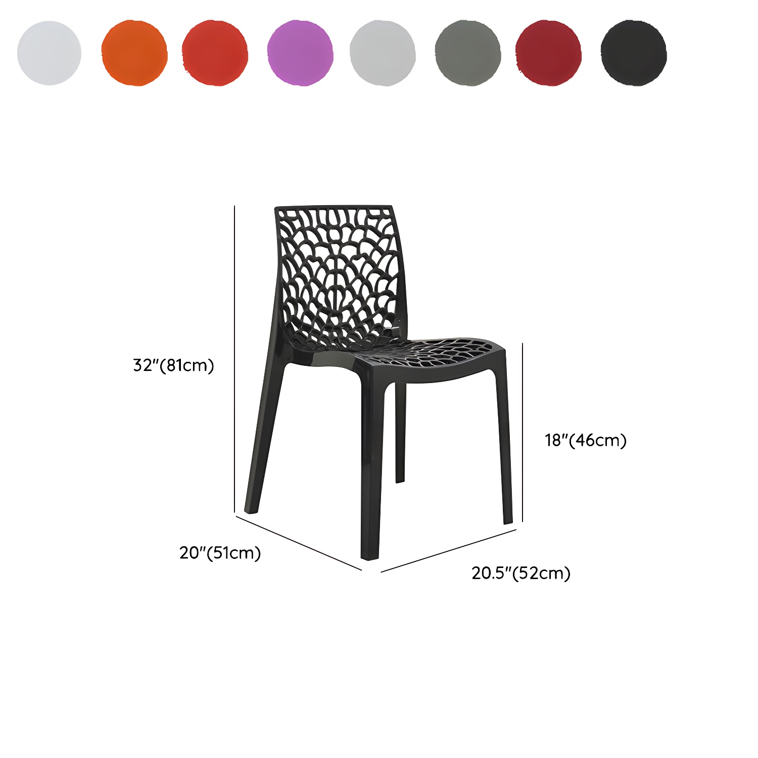 Scandinavian Style Plastic Side Chair with Armless Design Suitable for Kitchen & Dining - image 15