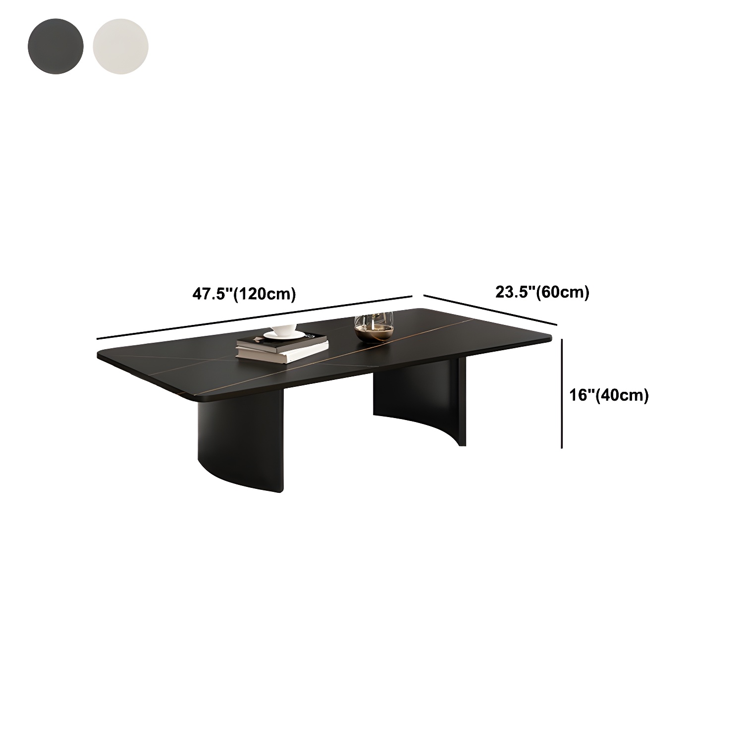 Glam 15.7" H Rectangle Slate Coffee Table Steel 2 Legs Cocktail Table - image 14