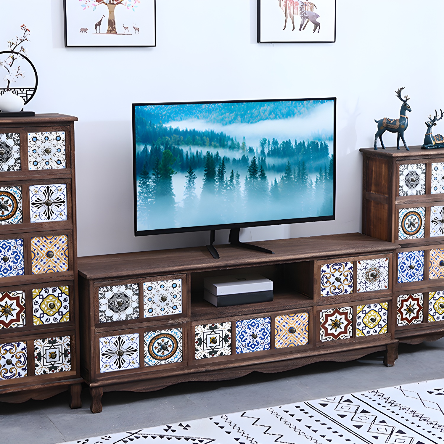 Mid-century Modern 22.83"H Solid Wood TV Media Console with Drawers - image 16