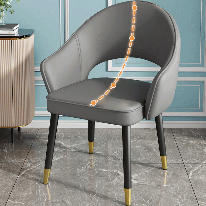 Modish Arm Chair with Ventilated Back, Padded Upholstery, Arms, and Steel Legs - image 15