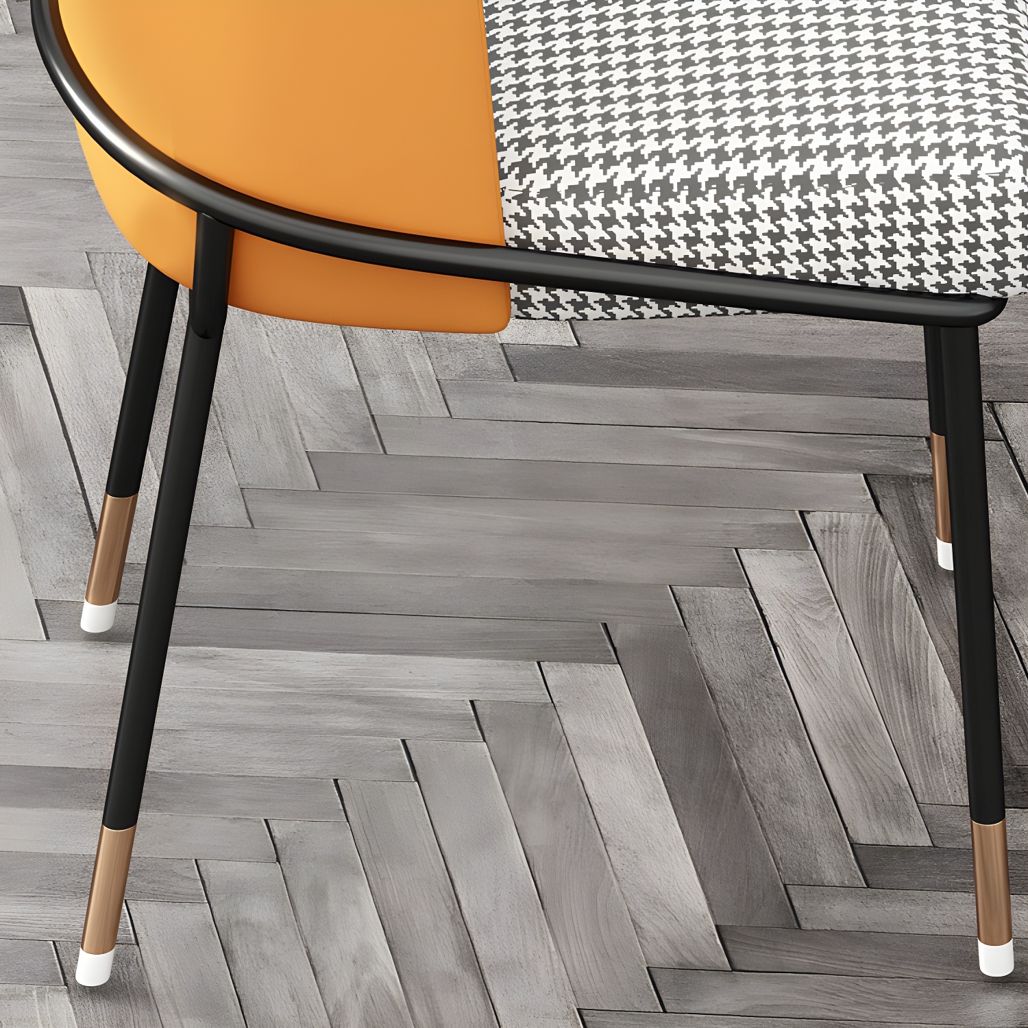 Glam Low-Back Upholstered Chair with Sleek Black Metal Legs for Kitchen & Dining - image 24