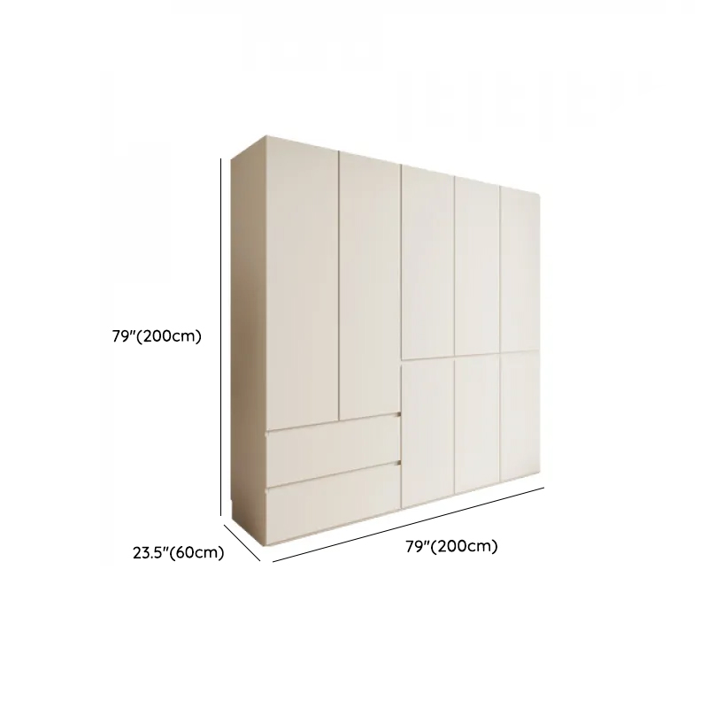 White Minimalist Manufactured Wood Independent Wardrobe Closet with Soft Close Drawer, Soft Close Door, and Interior Shelves - image 10