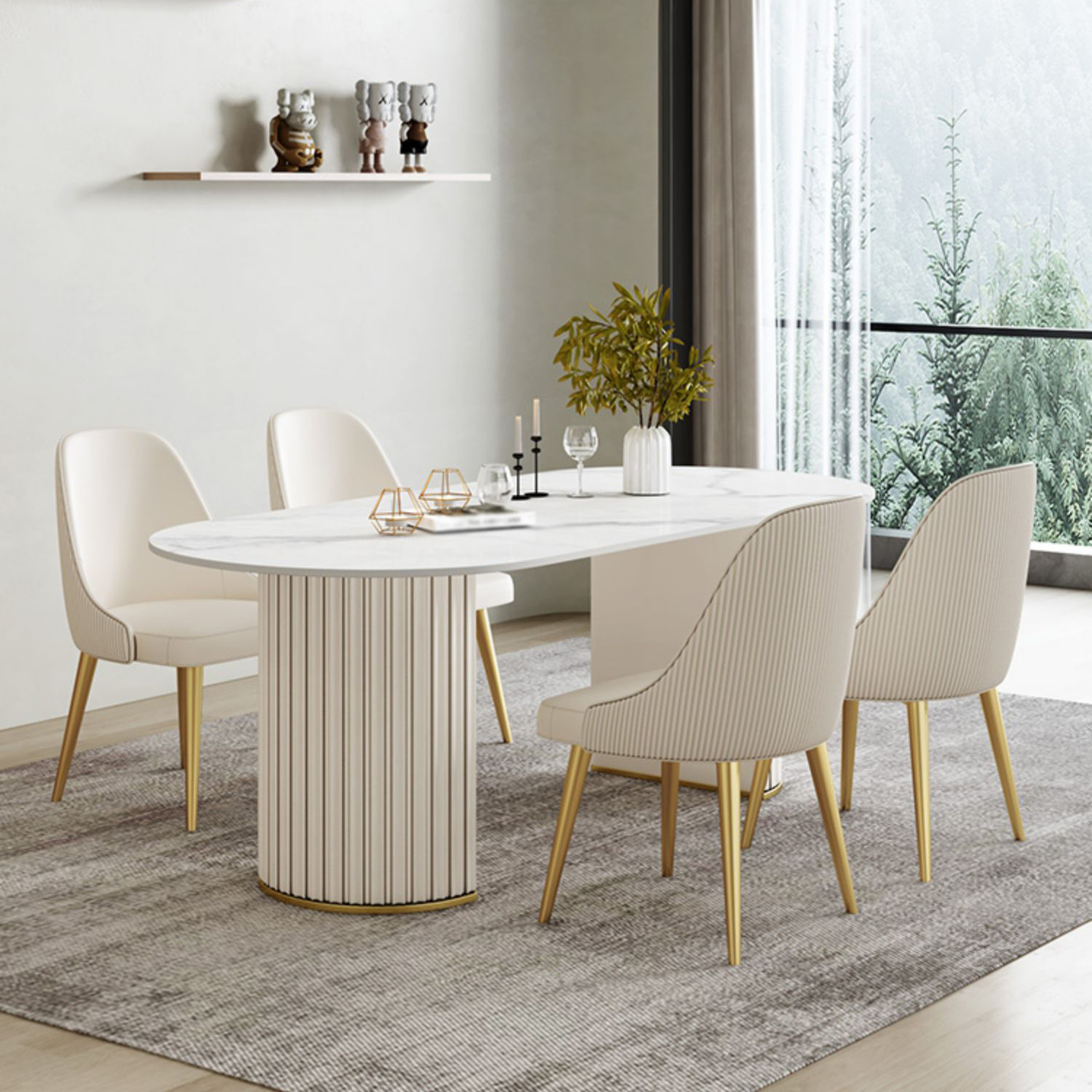Glam 1/2/5/6/7 Pieces Dining Set Oval Sintered Stone Dining Table Set - image 10