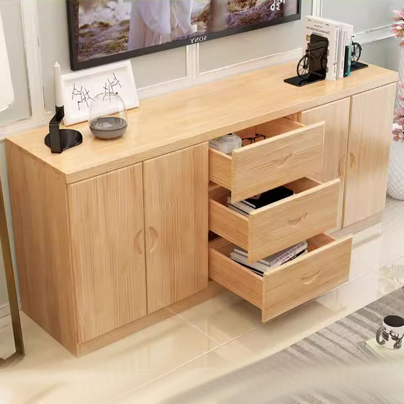 16" Wide Pine Wood Sideboard Table with Doors and Drawers for Living Room - image 3
