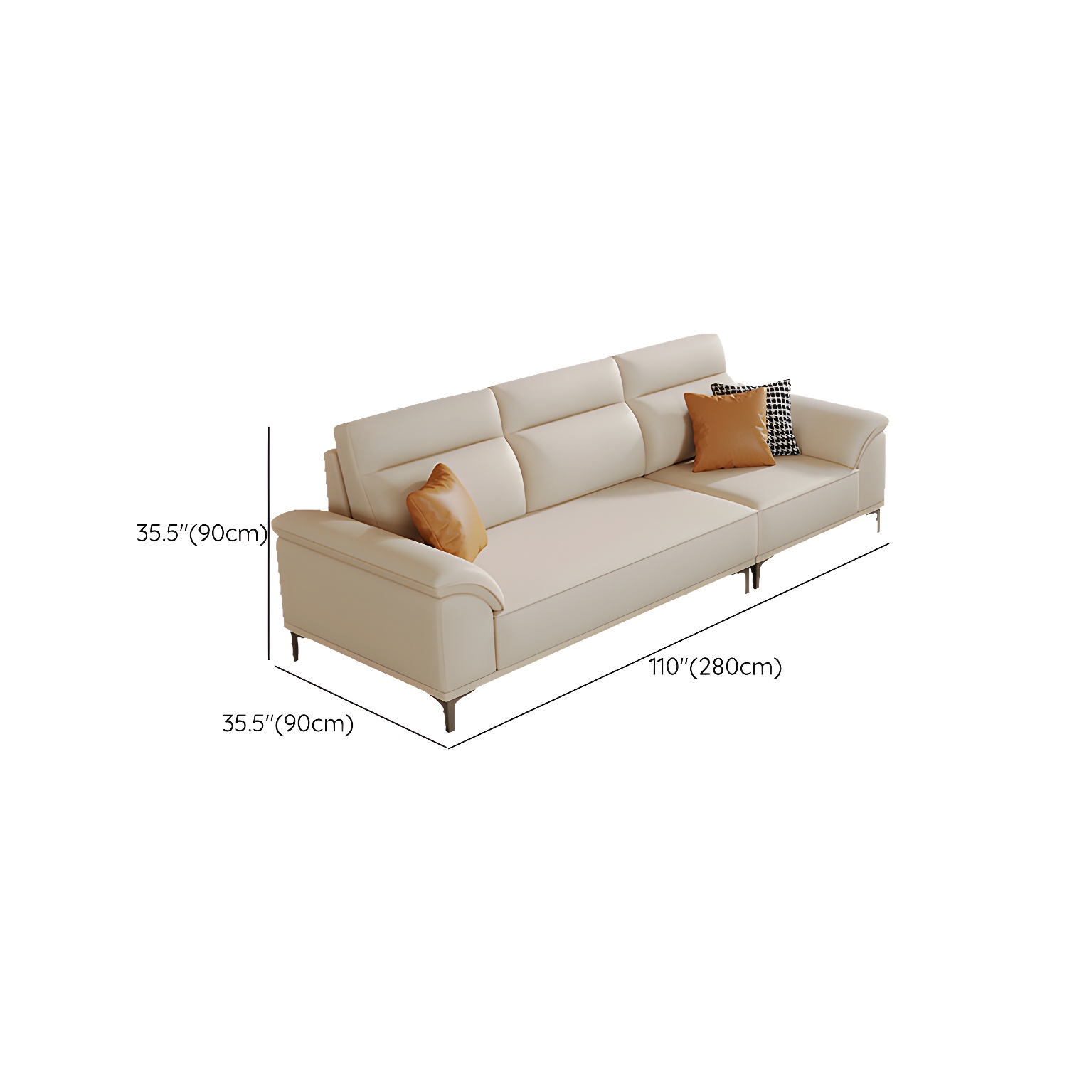 Modern Beige Faux Leather Sofa with Ottoman Included - Pillow Top Arm and Cushion Back - image 12