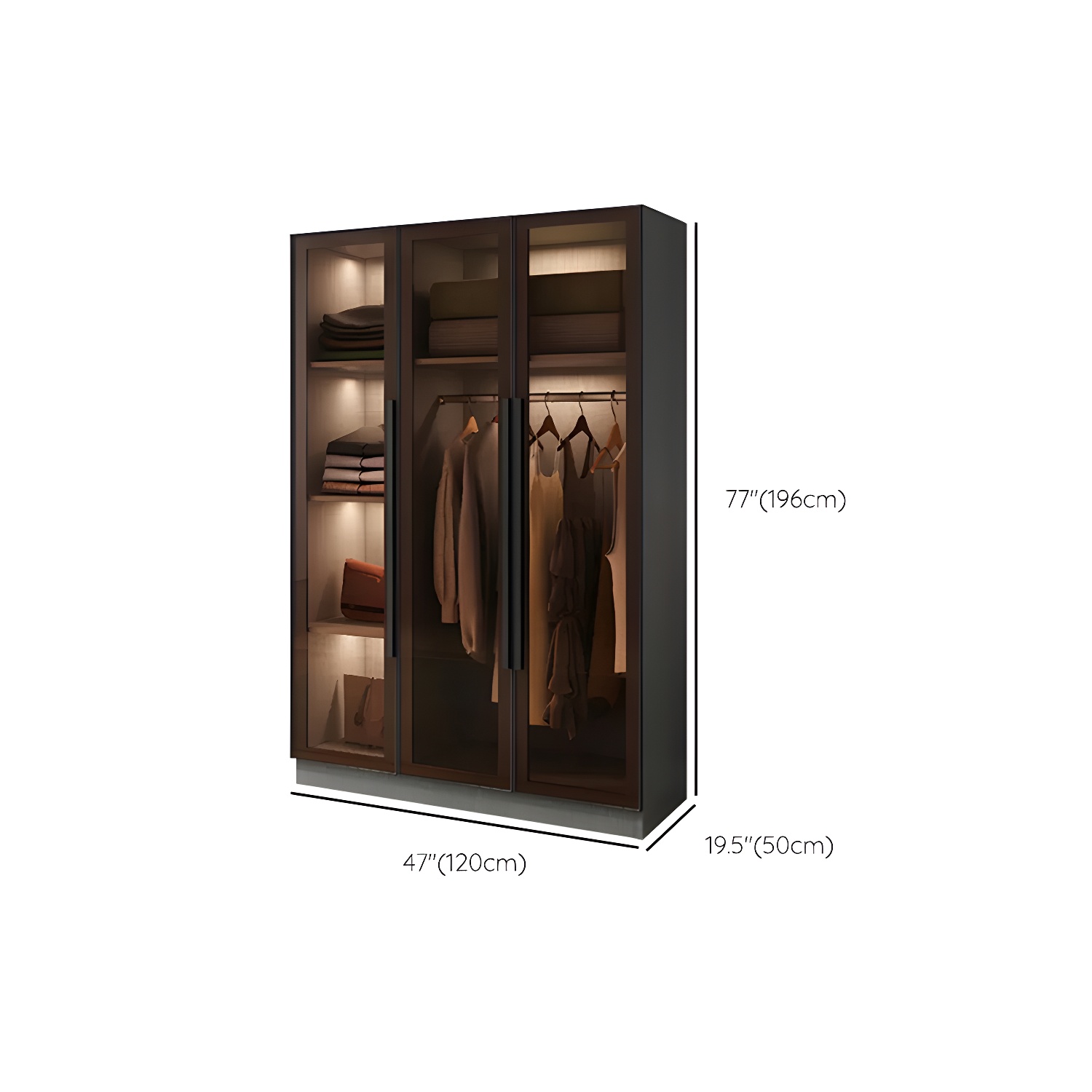 Modern Wardrobe Cabinet Glass and Engineered Wood Wardrobe Closet - image 11