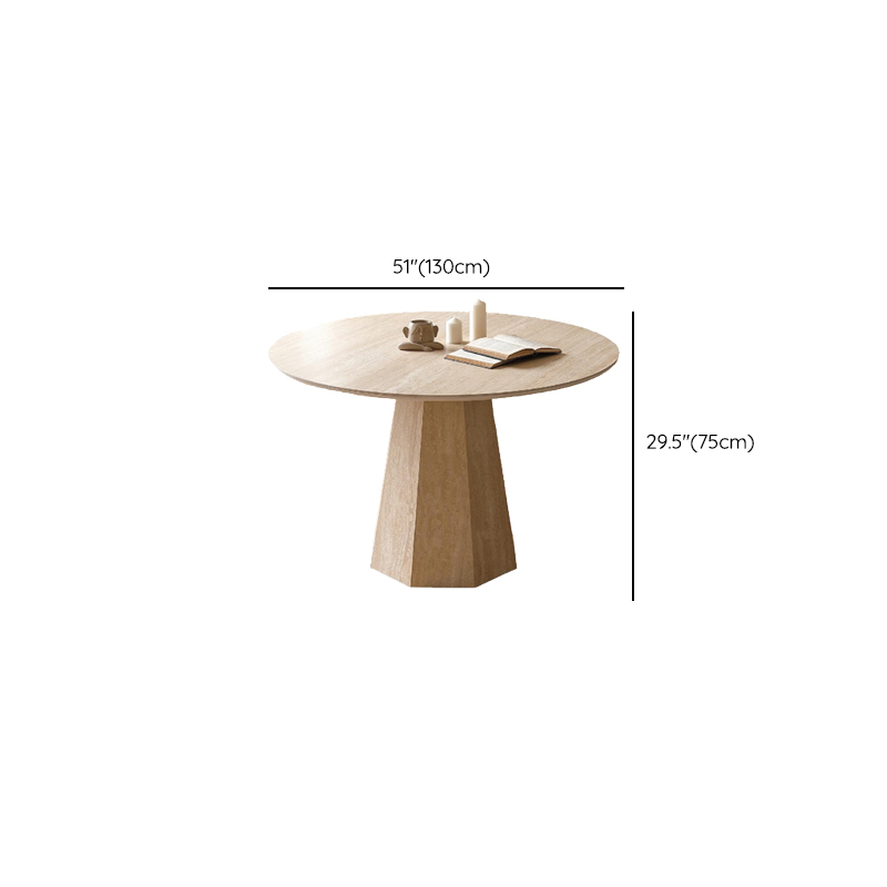 Retro Rounded Slate Dining Table Set with Stump Base, Fixed Mechanism, Unfinished Top - image 9