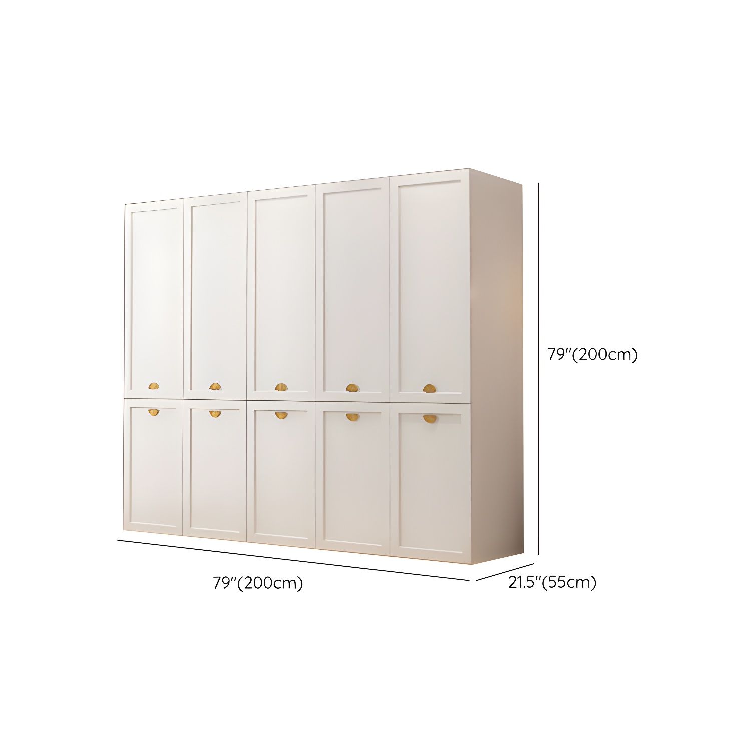 Modern Solid Color Shelves Hinged Doors Cloth Rod Included Cabinet in Beige - image 23