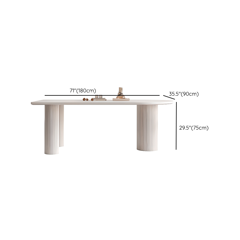 Modern Simple Style Stone Dining Table Set with Twin Support Base and Fixed Table in Chalk - image 21