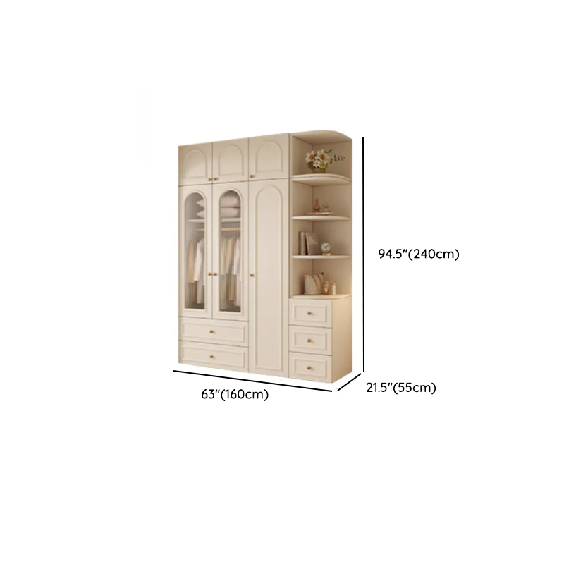 Chalk Modish Natural Wood Wardrobe Closet with Soft Close Drawer, Soft Close Door, Interior Shelves, and Clothing Rod - image 14