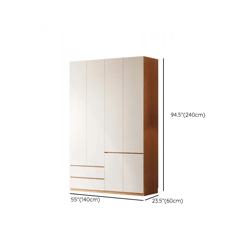 White Minimalist Manufactured Wood Wardrobe Closet with Soft Close Drawer, Soft Close Door, Interior Shelves, and Clothing Rod - image 12
