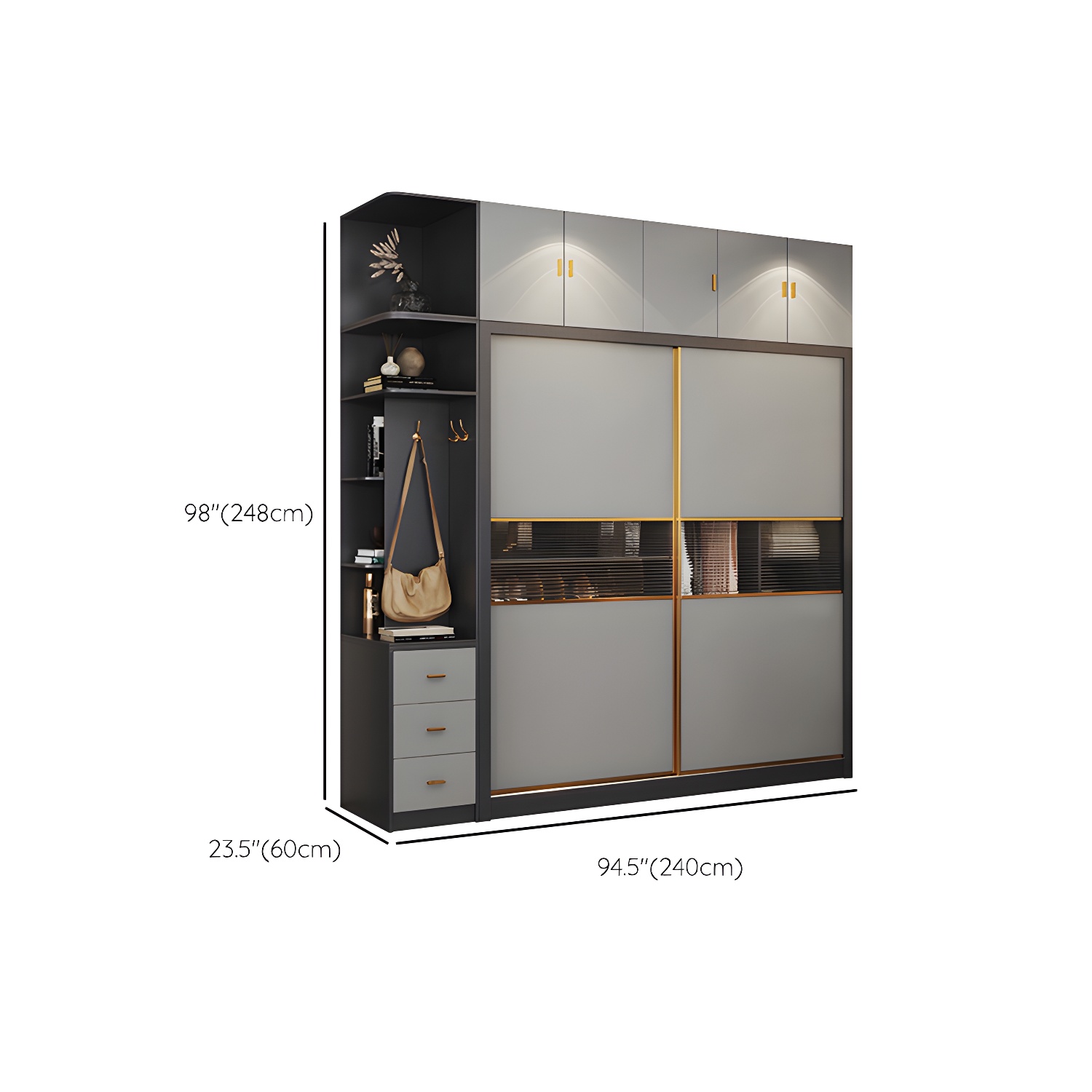 Modern Wood Freestanding Wardrobe Soft Close Drawer and Doors Wardrobe - image 30