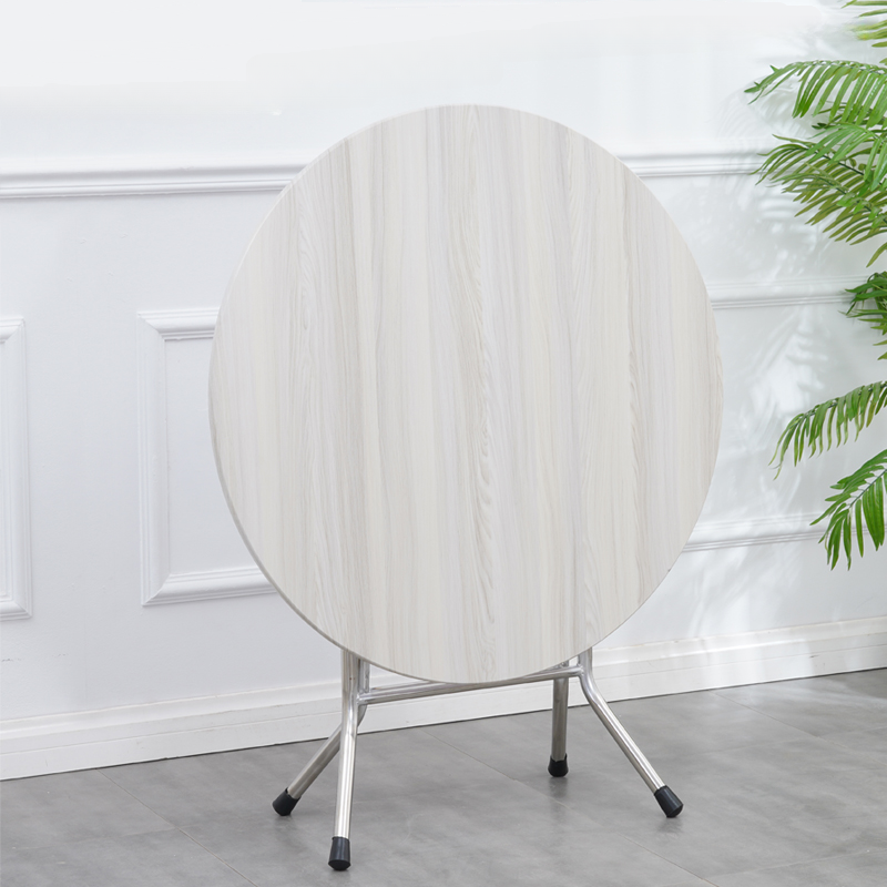 Art Deco Sepia/Natural Color/Cream Rounded Dining Table with Timber Top, Portable and Collapsible for 2 People - image 4