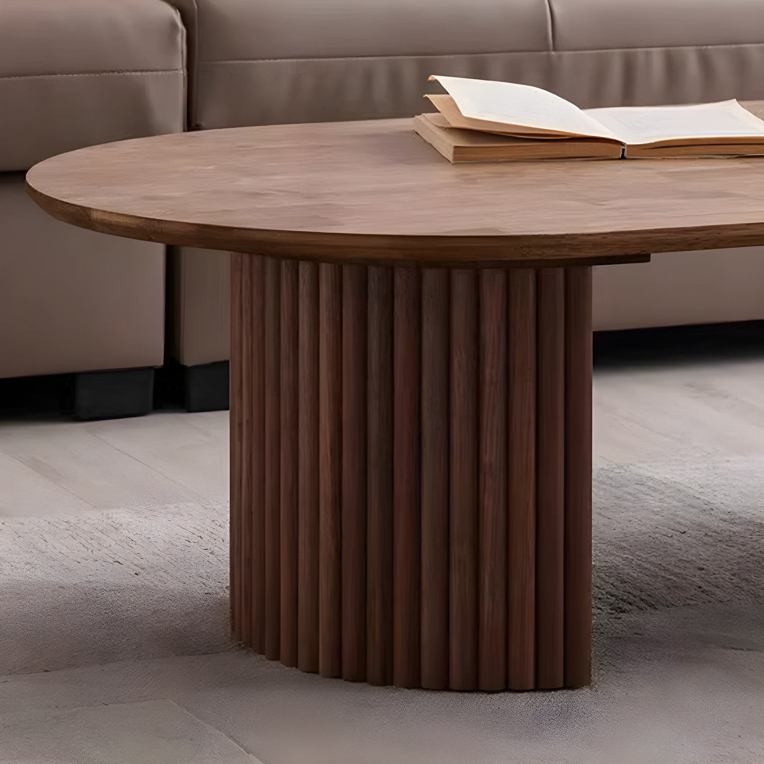 Modern Brown Wood Coffee Table with Rectangular Top and Brown Base - image 6