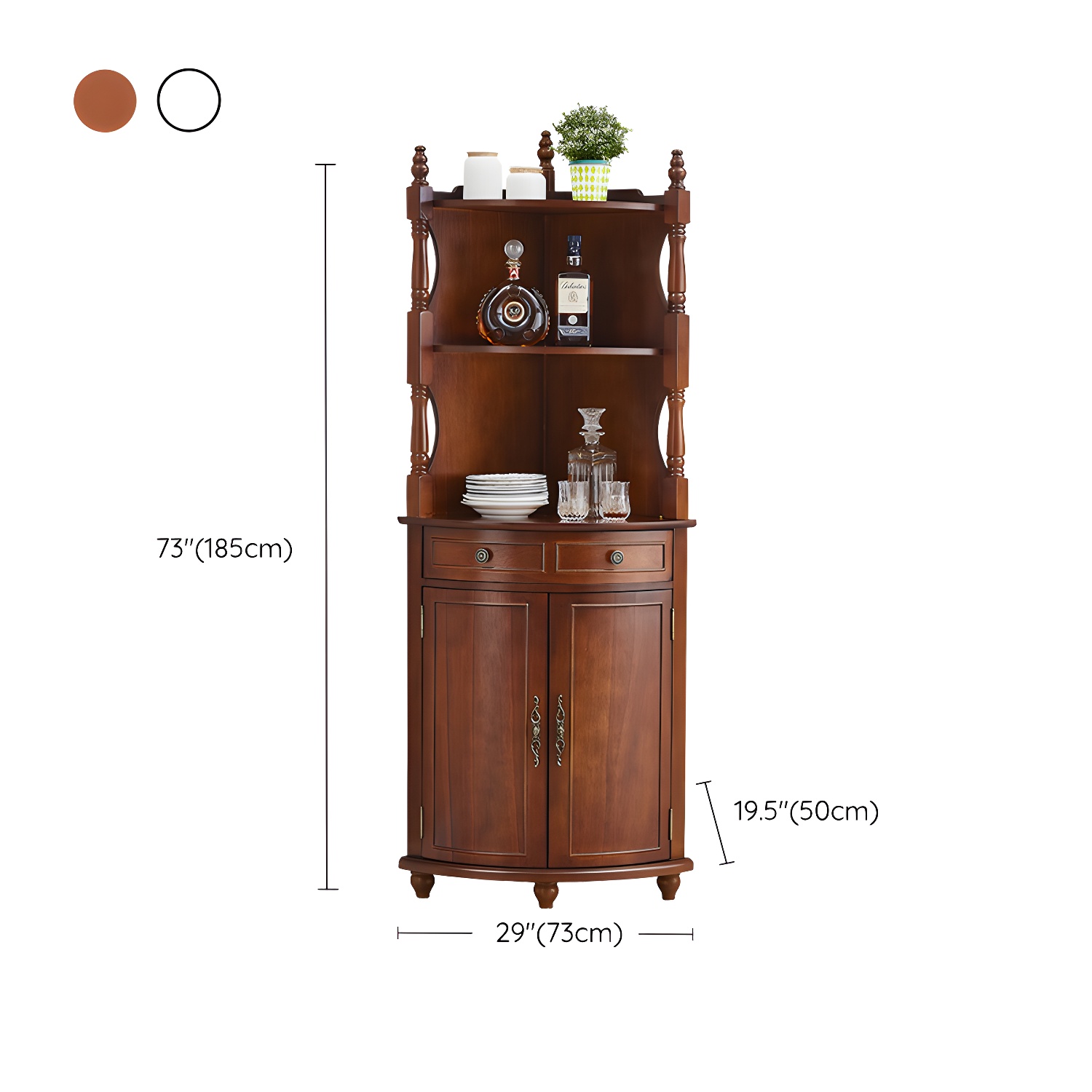 Mid-century Modern 1- Door Cabinet Wooden Corner Cabinet with Shelf - image 14