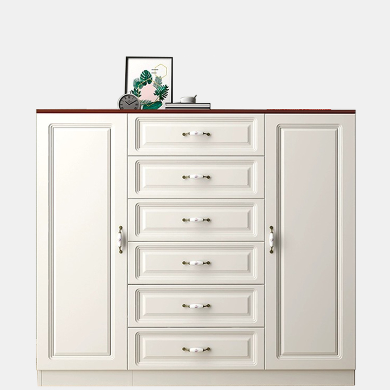 Sleeping Room Use Trendy White Wood Wardrobe Chest with Shelves - image 7