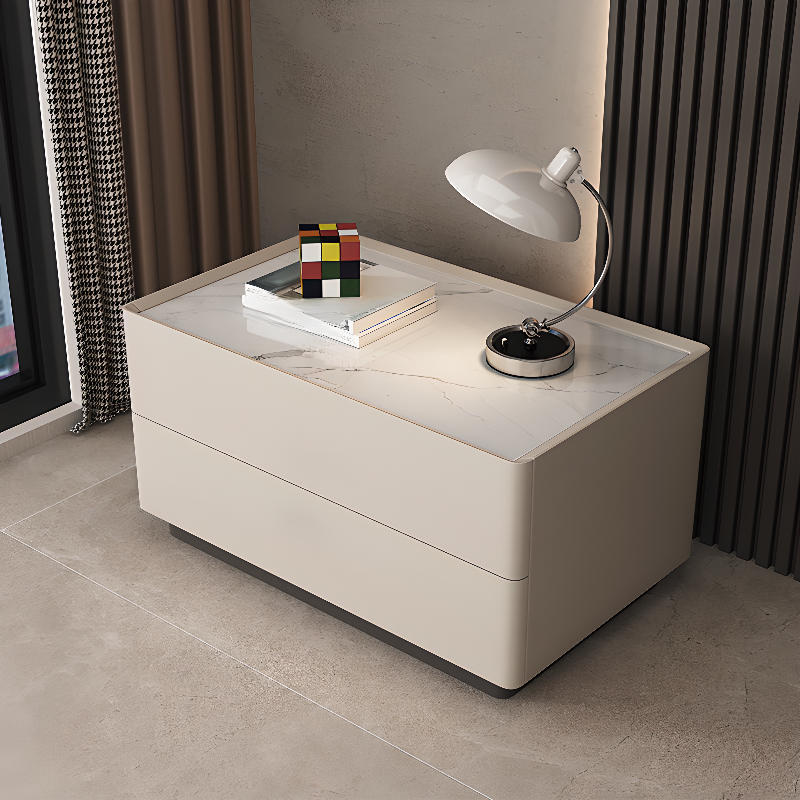 Casual Sintered Stone Countertop Drawer Storage Nightstand with 2 Drawers - image 6