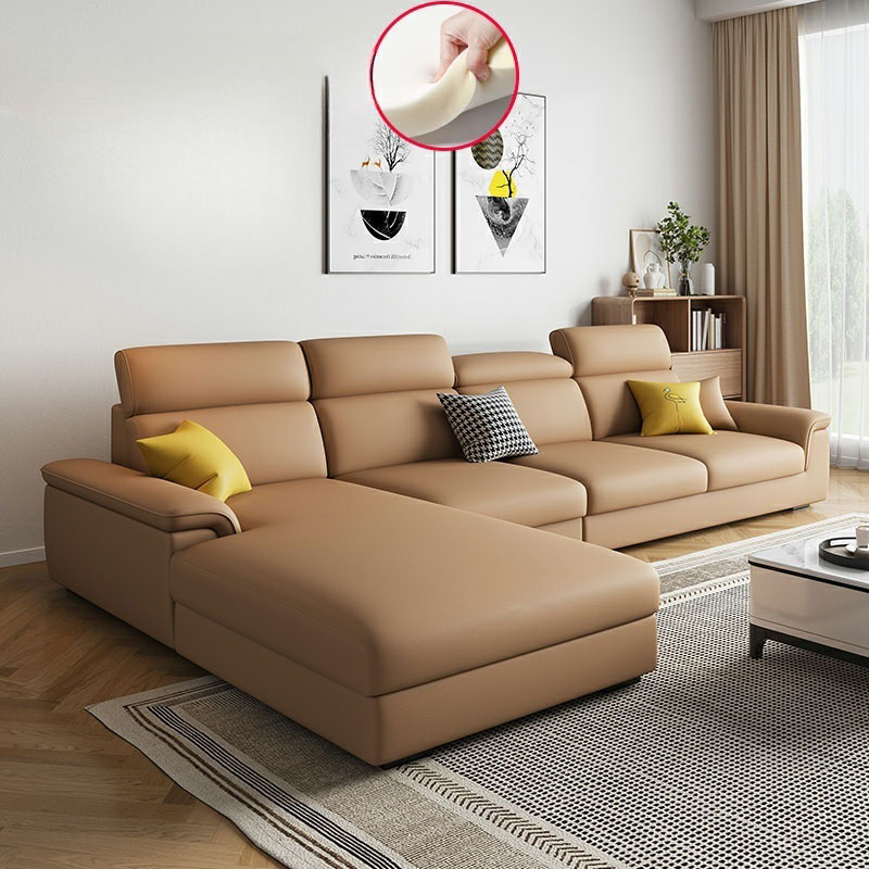 5-Seater Modish Left L-Shape Sofa Chaise with Natural Wood Frame - image 5