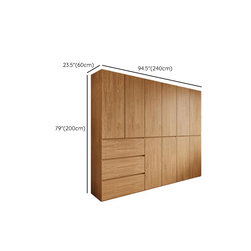 Wood Grain Minimalist Laminate Wardrobe Closet with Soft Close Drawer, Soft Close Door, Interior Shelves, and Clothing Rod - image 18