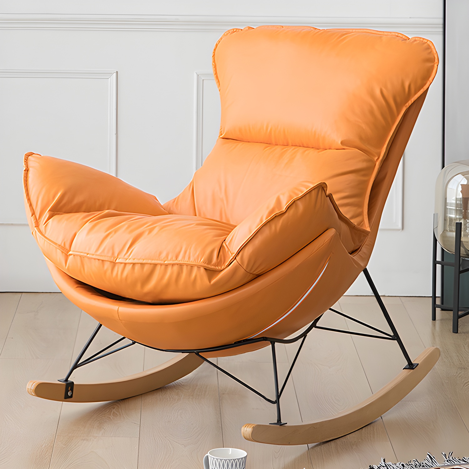 Stylish and Comfortable Modern Upholstered Rocking Chair with Removable Back Cushion - image 7