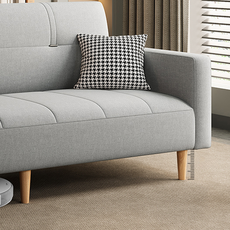 Trendy Solid Color Convertible Sofa in Light Gray/Butter Color/Coffee with Arm, 4-seater/Seats 3/2 People, Receptacle Storage, and 2 Pillows - image 17