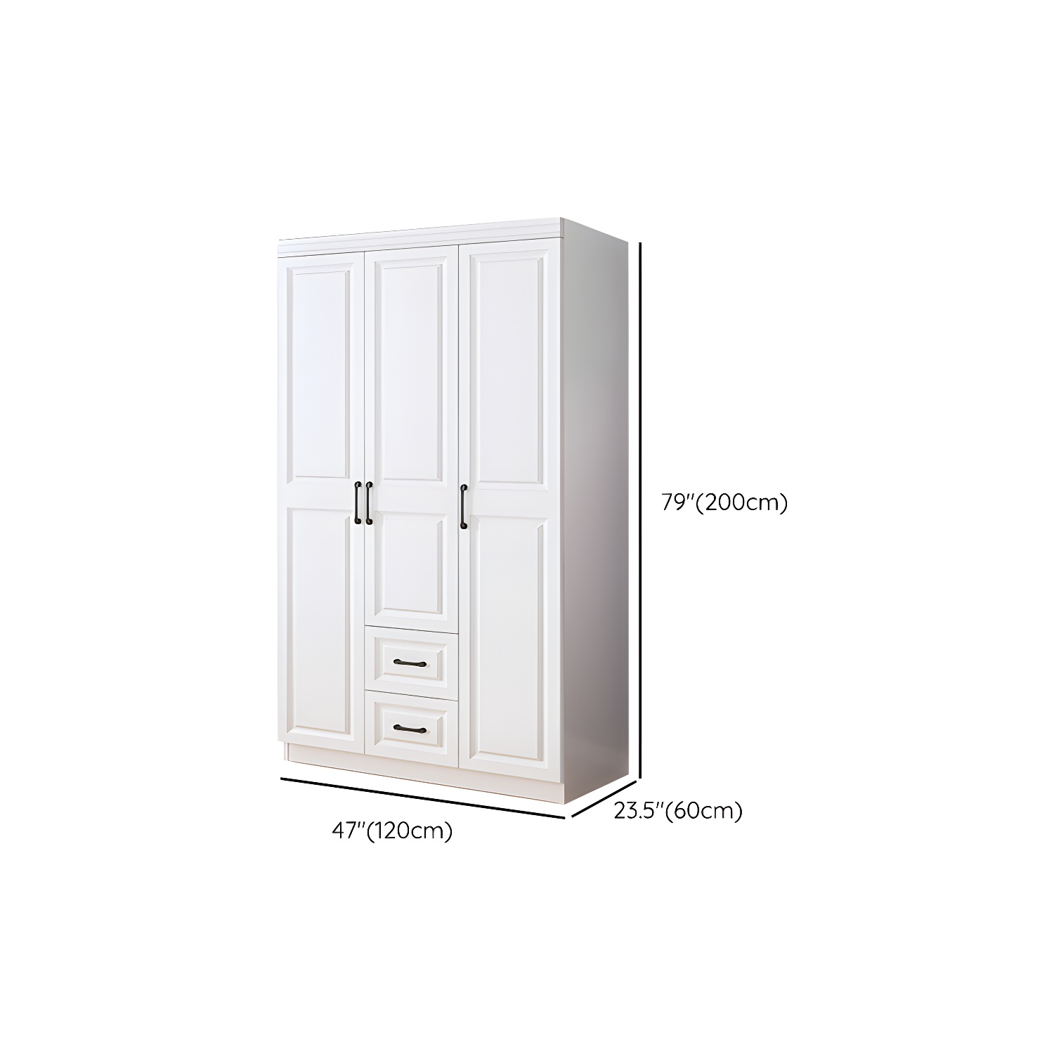 Modern White Wood Wardrobe Armoire with Soft-Close Drawers and Clothing Rod - image 10