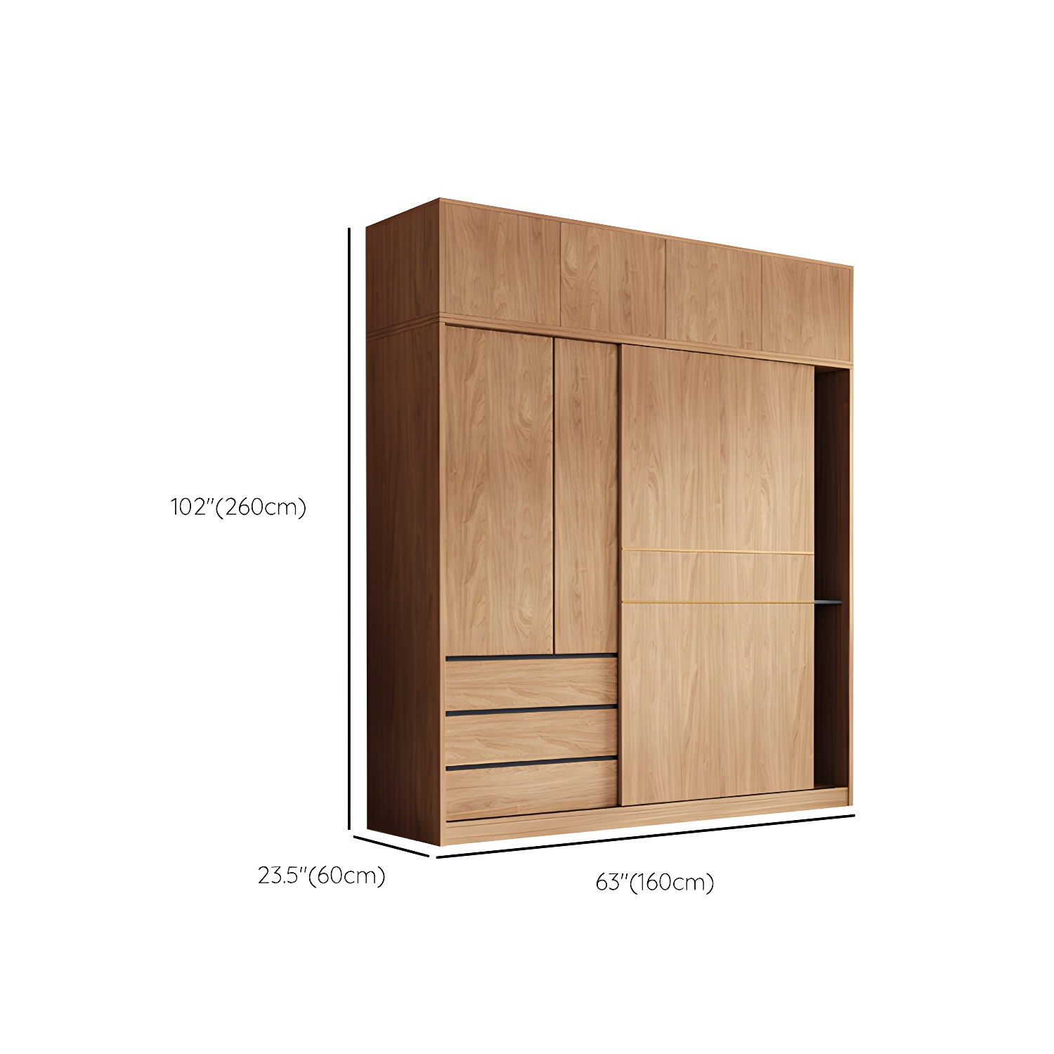 Contemporary Wood Wardrobe Armoire Freestanding Adjustable Shelves Wardrobe with Drawers - image 22