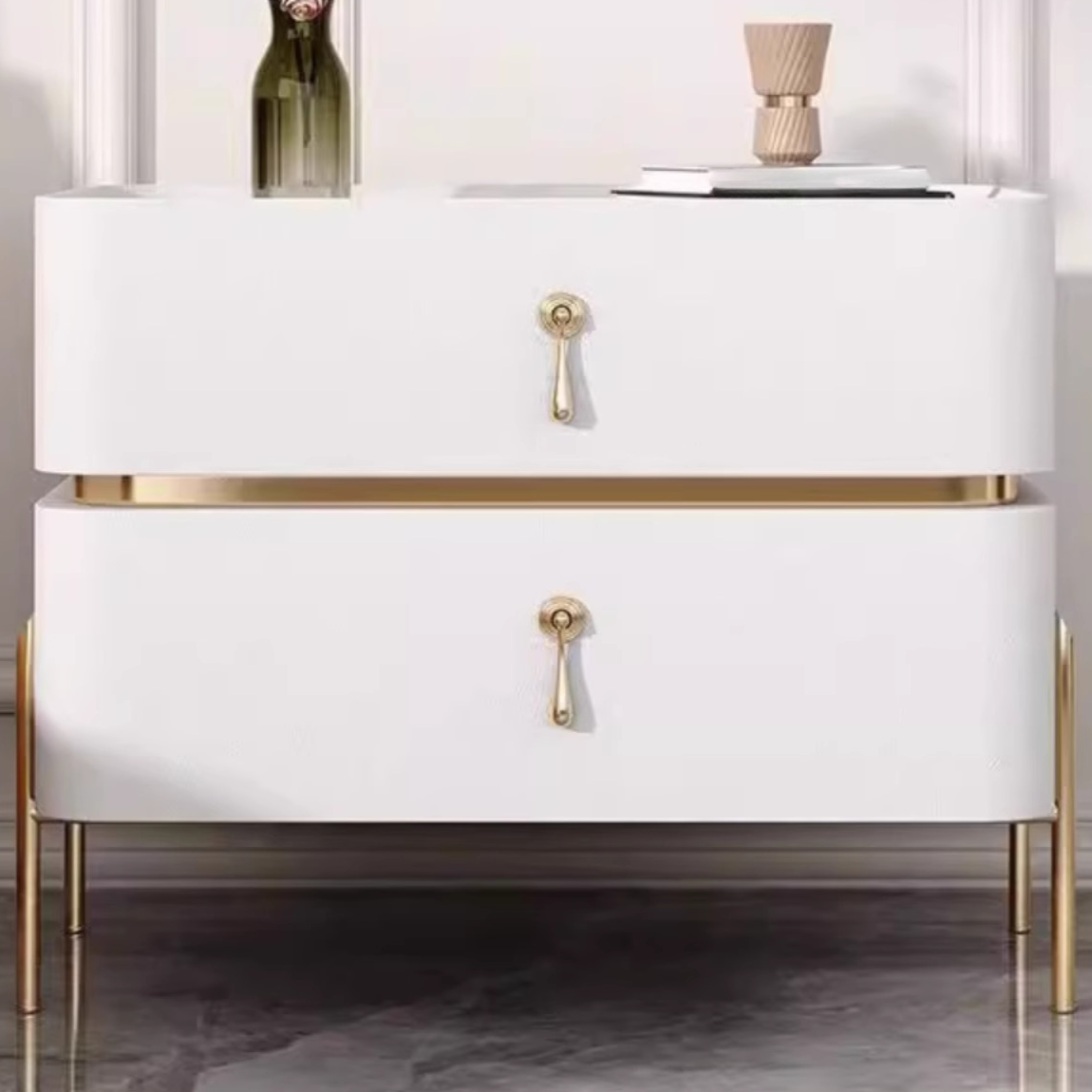 Organic Modern Stone Drawer Storage Nightstand with Leg & 2 Drawers - image 7
