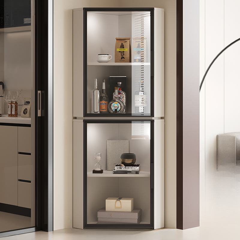 Nook Detached Accent Cabinet with Damp-proof and Scratch-immune Features, Glazed Door, Grip Bars, and Midnight Black/Chalk/Sepia Top - image 4