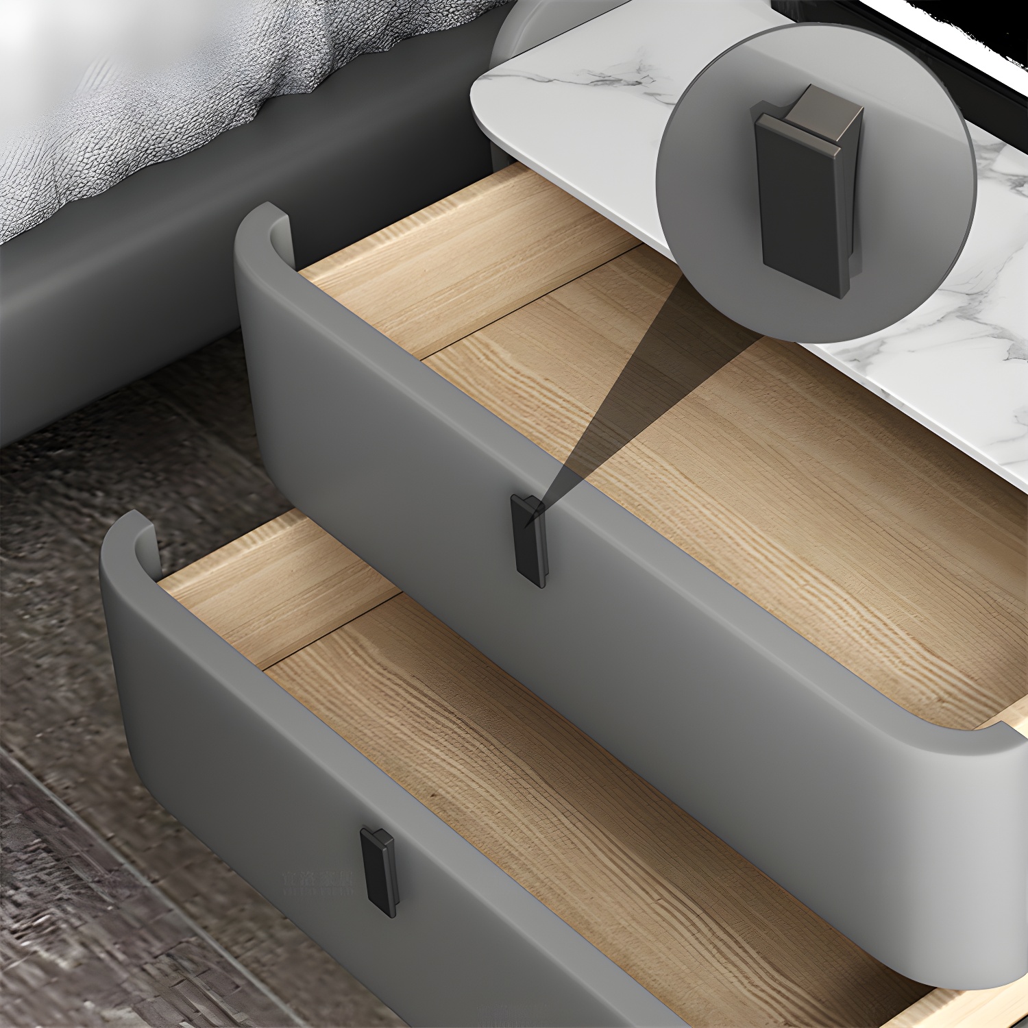 Wooden Nightstand with 3 Drawers Contemporary 25" Tall Nightstand - image 17