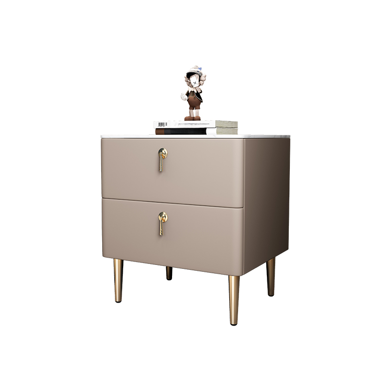 Minimalist 2-Drawer Stone Countertop Bedside Cabinet with Legs - image 12