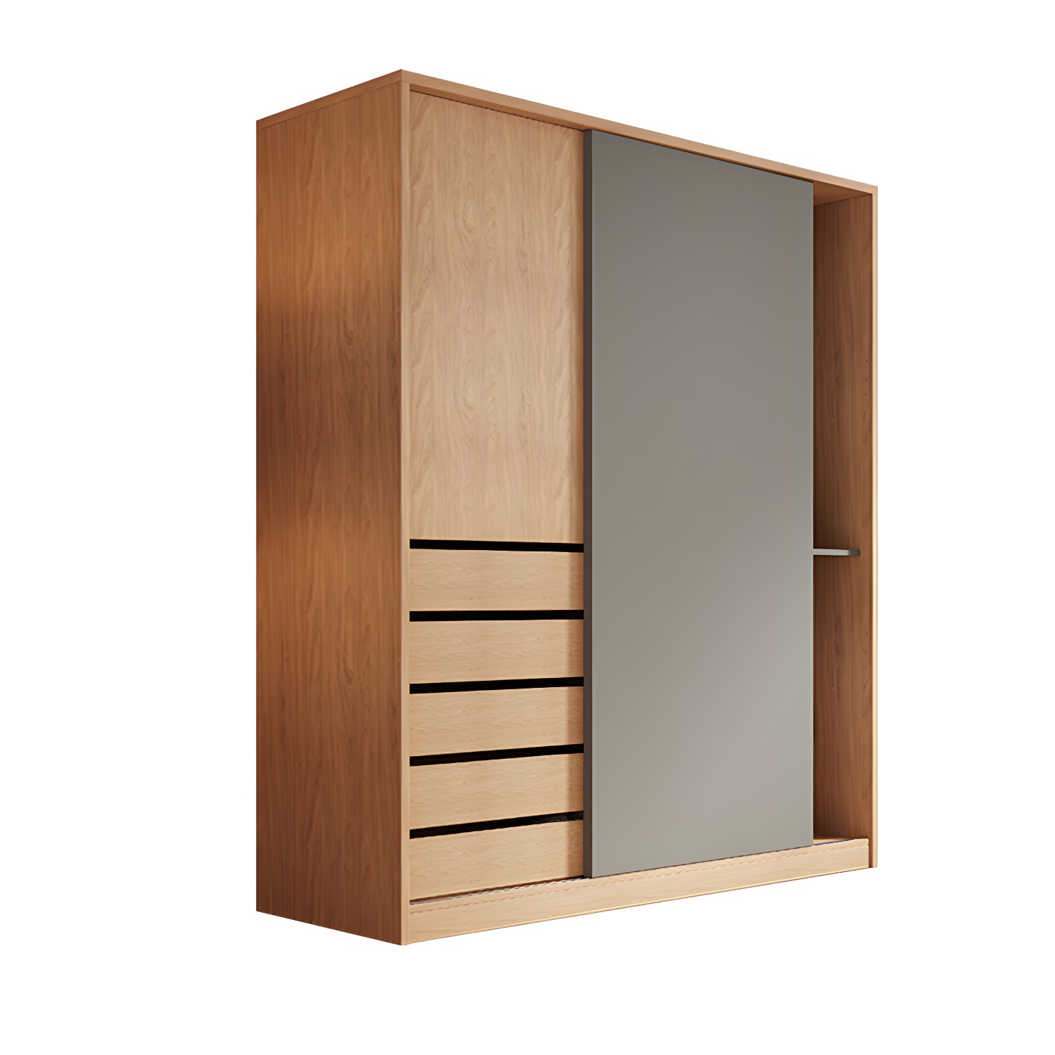 Natural Finish Modern Wardrobe Armoire Solid Wood and Engineered Wood Armoire - image 5