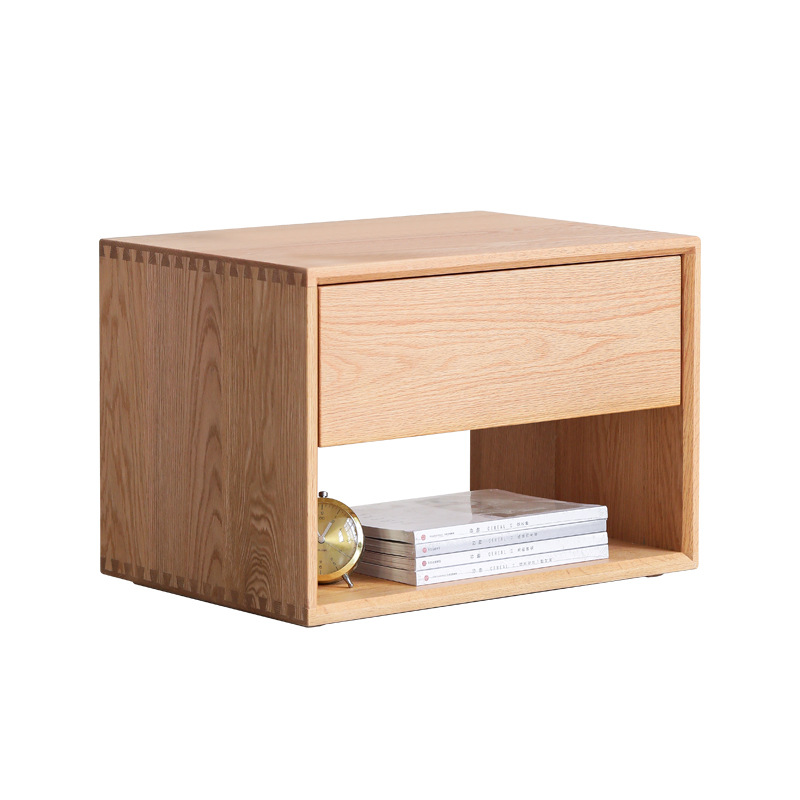 Solid Wood Open Shelf Nightstand with 1 Drawer in a Modish Style - image 7
