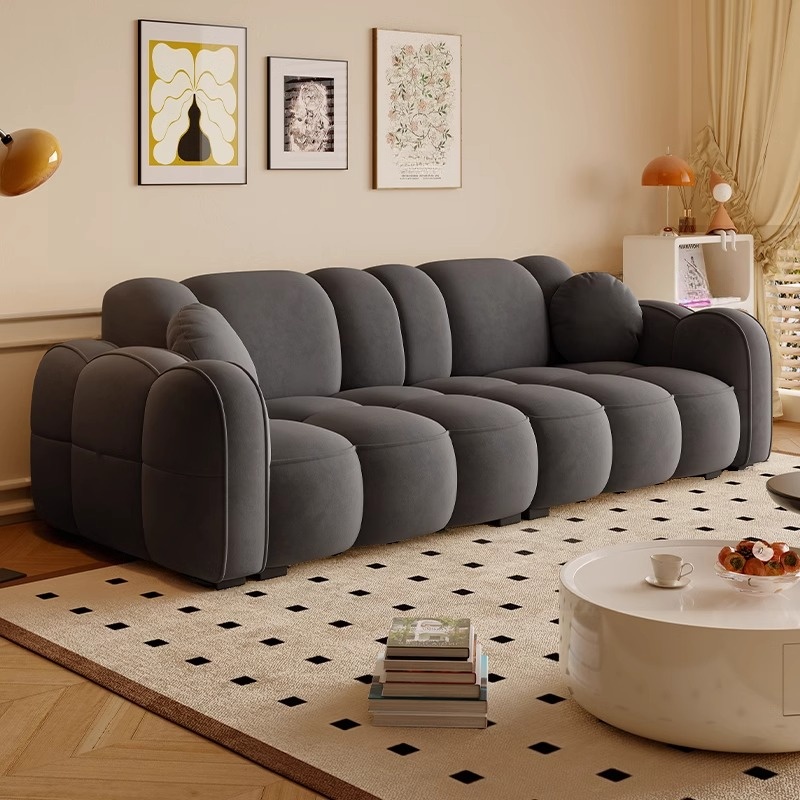 Minimalist Solid Color Standard Sofa Stain Resistant/Water Resistant Dove Grey/Auburn/Amber Color with 2 Pillows & Arm for 4-seater/Seats 3 - image 4