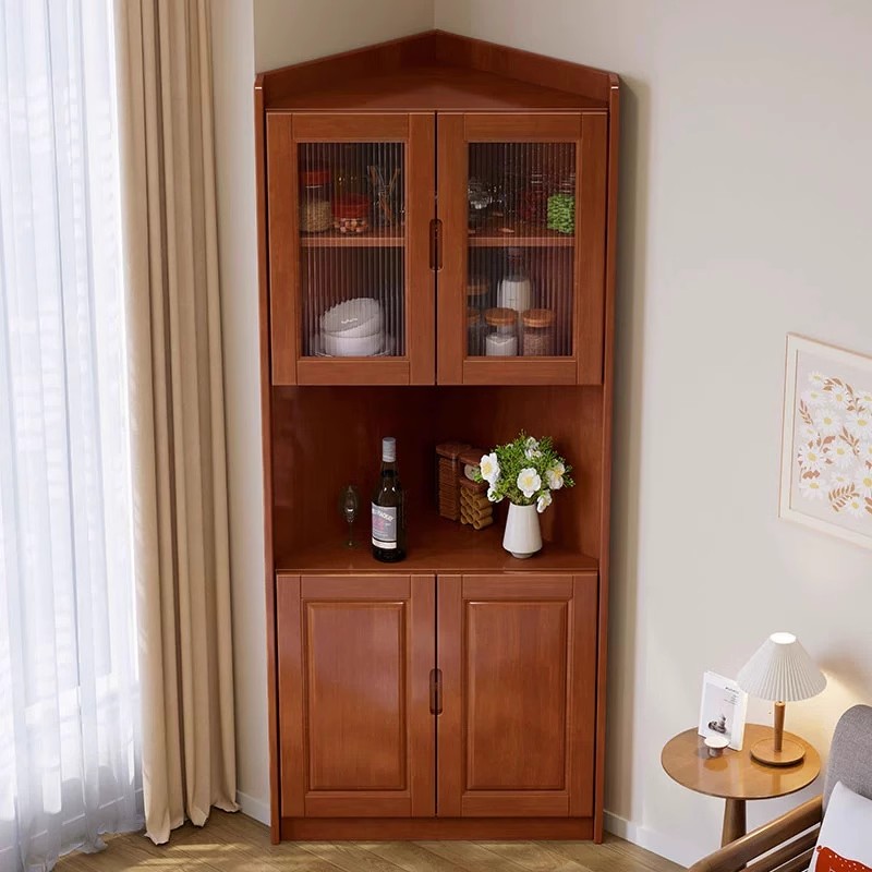 Independent Rubberwood Utility Storage Cabinet with Shelves, Living Room - image 3