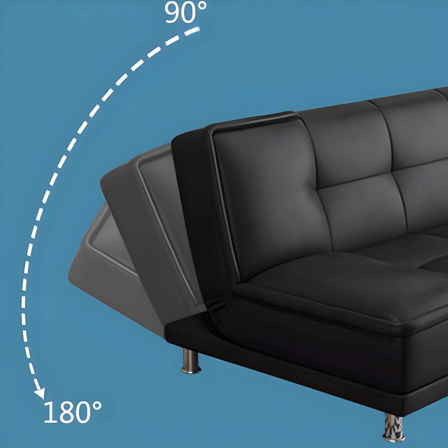 75"Modern Minimalist Armless Foldable Sleeper Leather Settee - image 12
