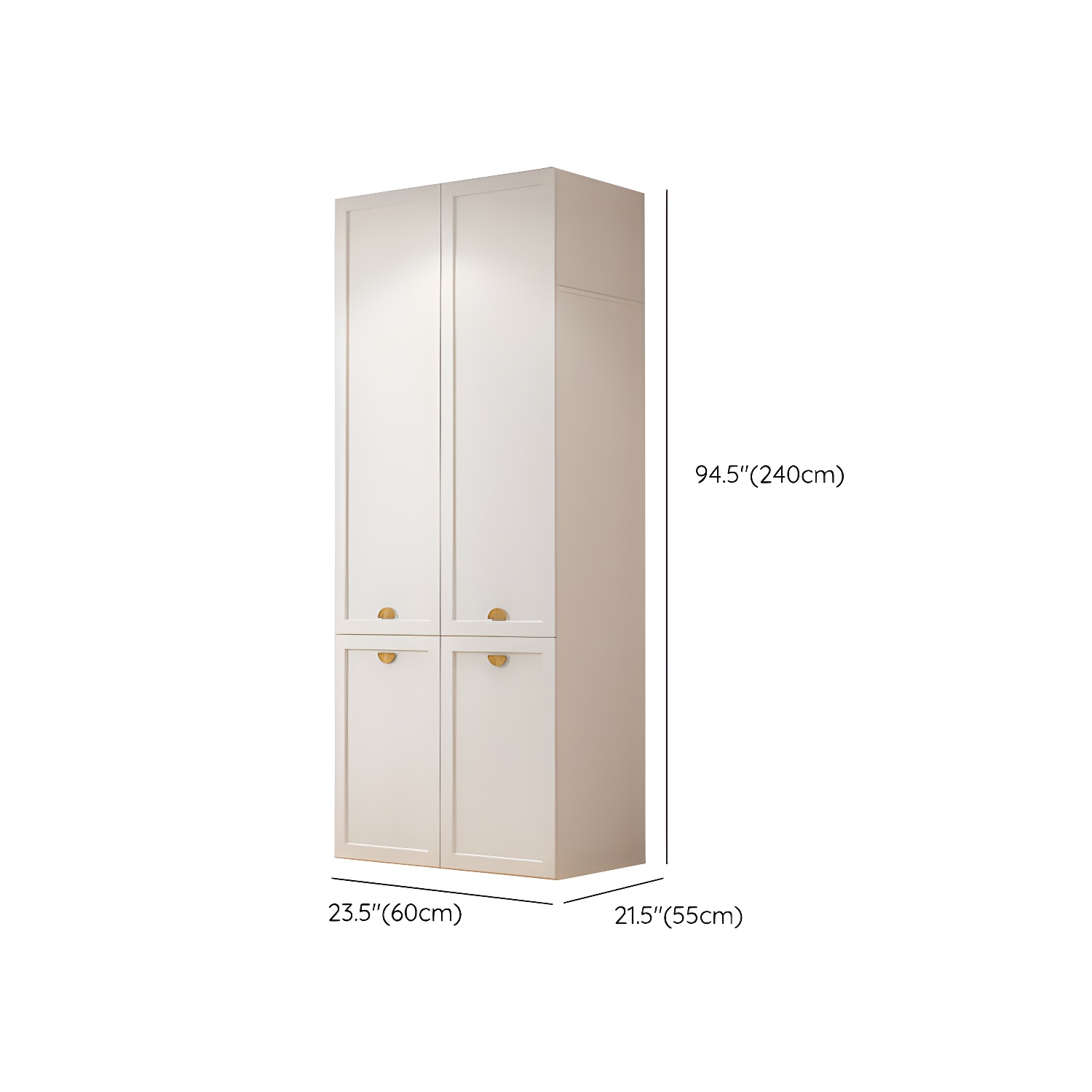 Modern Solid Color Shelves Hinged Doors Cloth Rod Included Cabinet in Beige - image 24